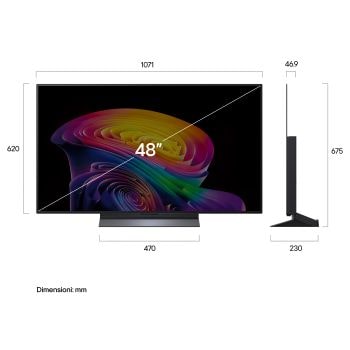 Immagine dimensioni TV OLED48C66LB 2026
